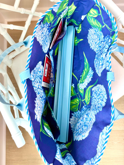 Mahjong Carryall Tote - Striped Hydrangeas
