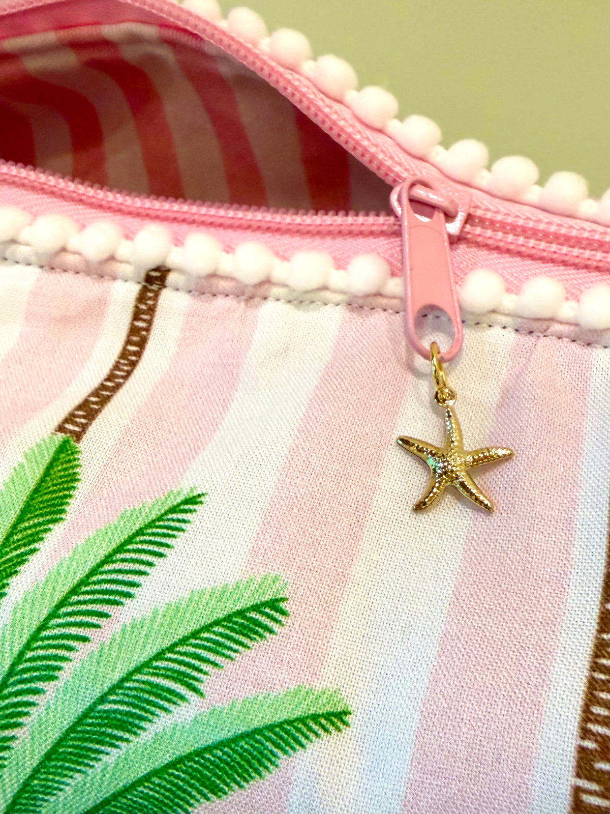 Pink Palm Mahjong Tile Bag