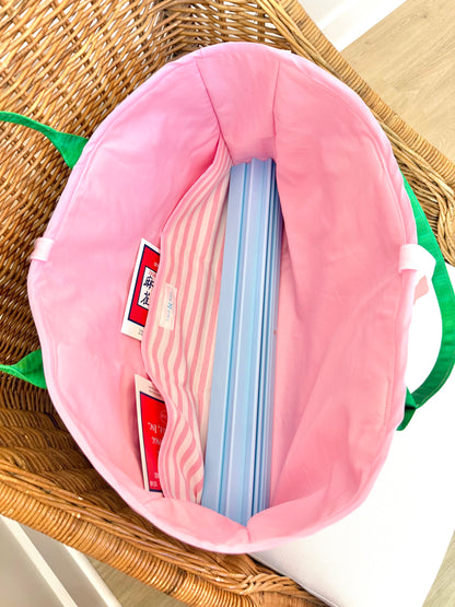 Mahjong Carryall Tote - Pink Palm Stripe