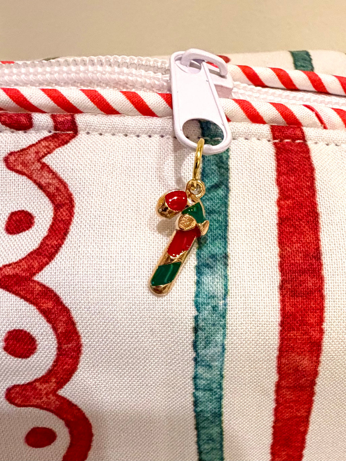 Candy Cane Mahjong Tile Bag - White