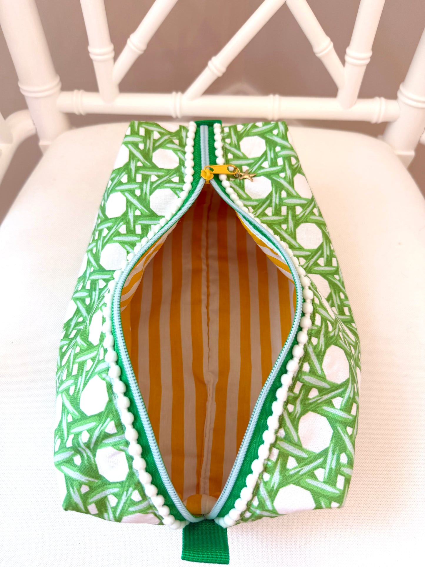 Green Rattan Caning Mahjong Tile Bag
