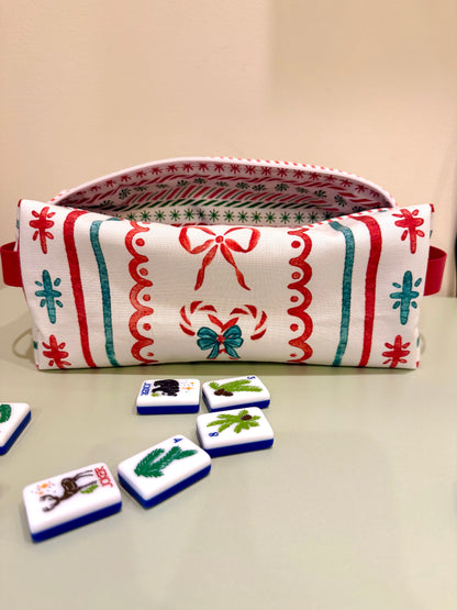 Candy Cane Mahjong Tile Bag - White