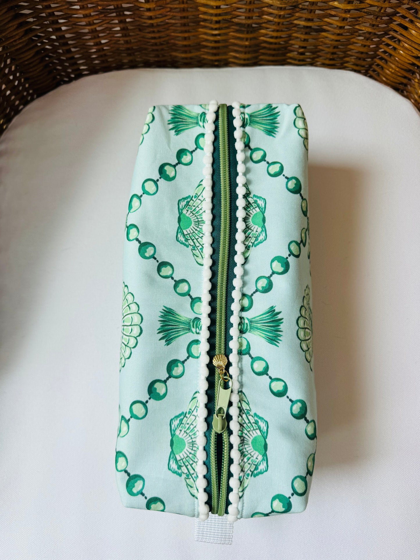 Green Shell and Pearl Mahjong Tile Bag