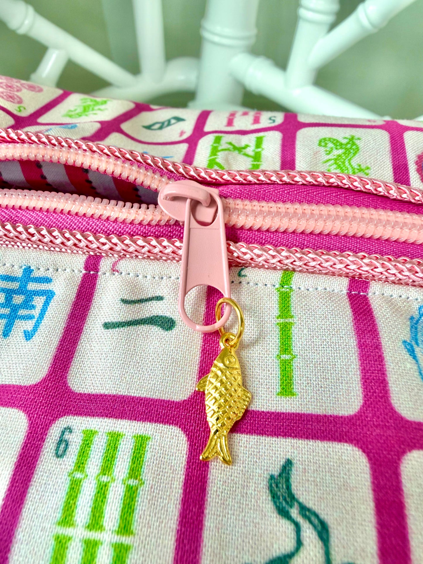 Pink Tile Mahjong Tile Bag