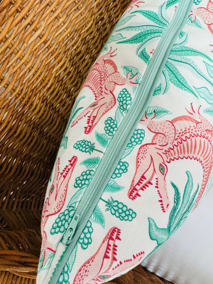 Pink and Green Alligator Pillow