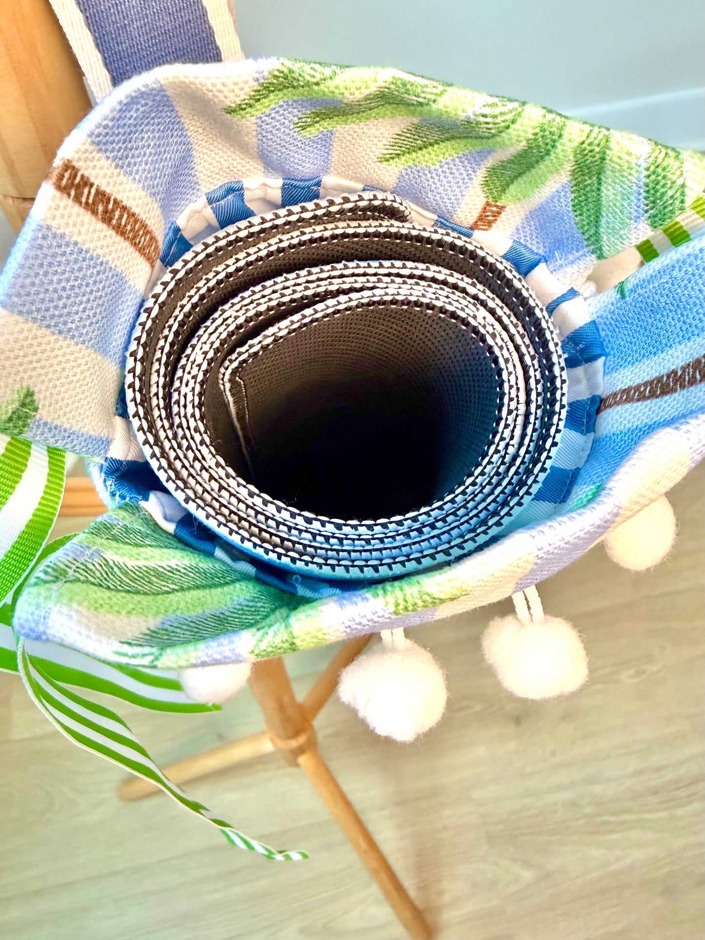 Blue Palm Mat Bag