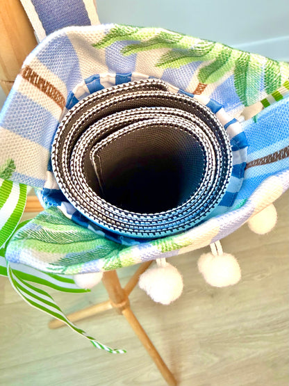 Blue Palm Mat Bag