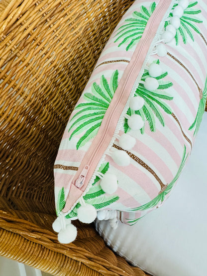 Pink Stripe Palm Pillow