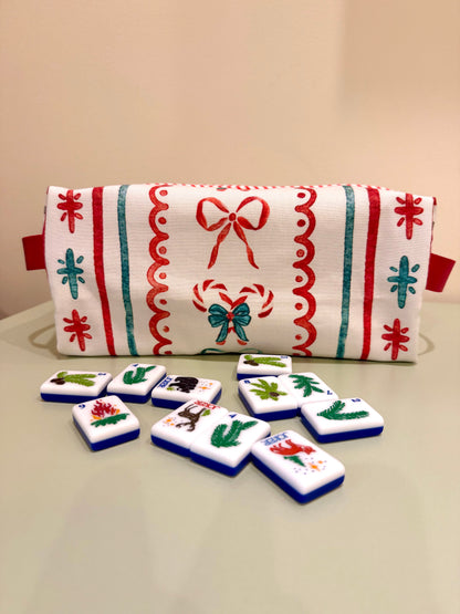 Candy Cane Mahjong Tile Bag - White