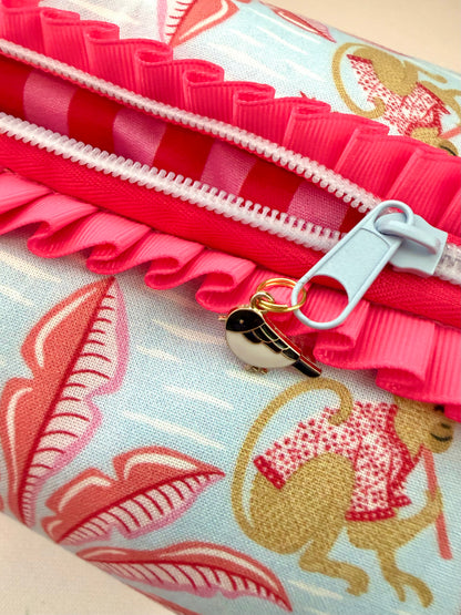 Pink & Blue Monkey Mahjong Tile Bag