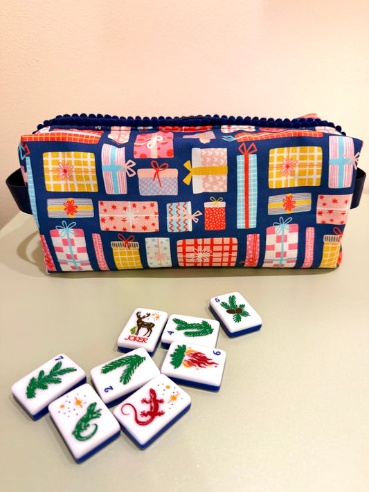 Holiday Gifts Mahjong Tile Bag - Blue