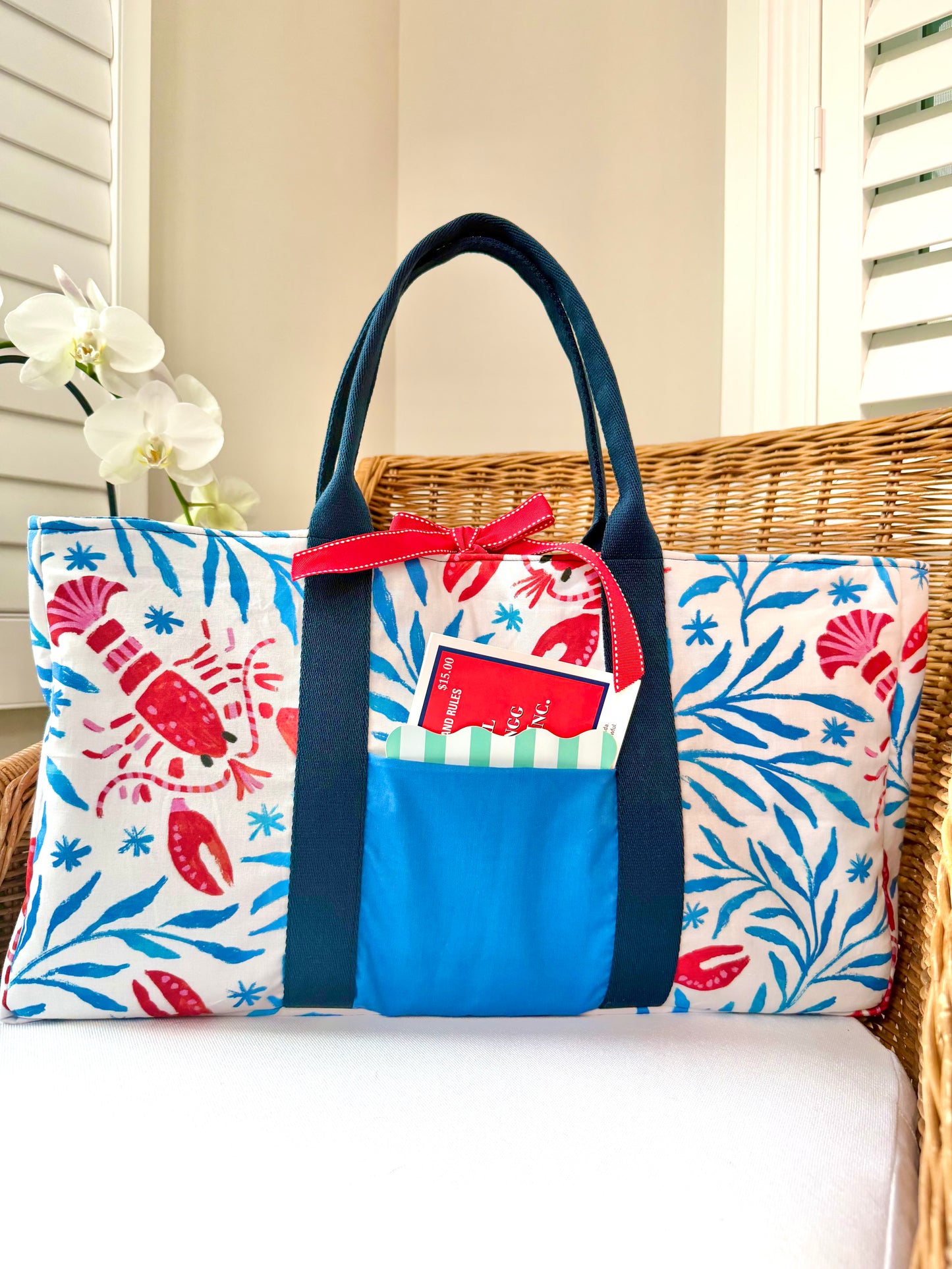 Mahjong Carryall Tote - Pretty Summer Lobsters