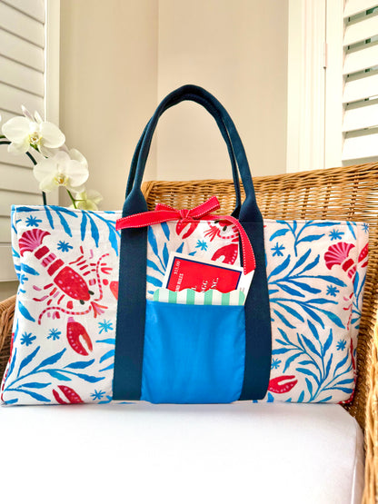 Mahjong Carryall Tote - Pretty Summer Lobsters