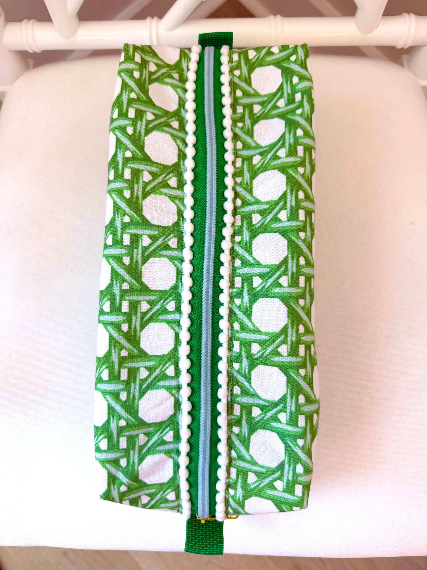 Green Rattan Caning Mahjong Tile Bag