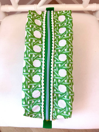 Green Rattan Caning Mahjong Tile Bag