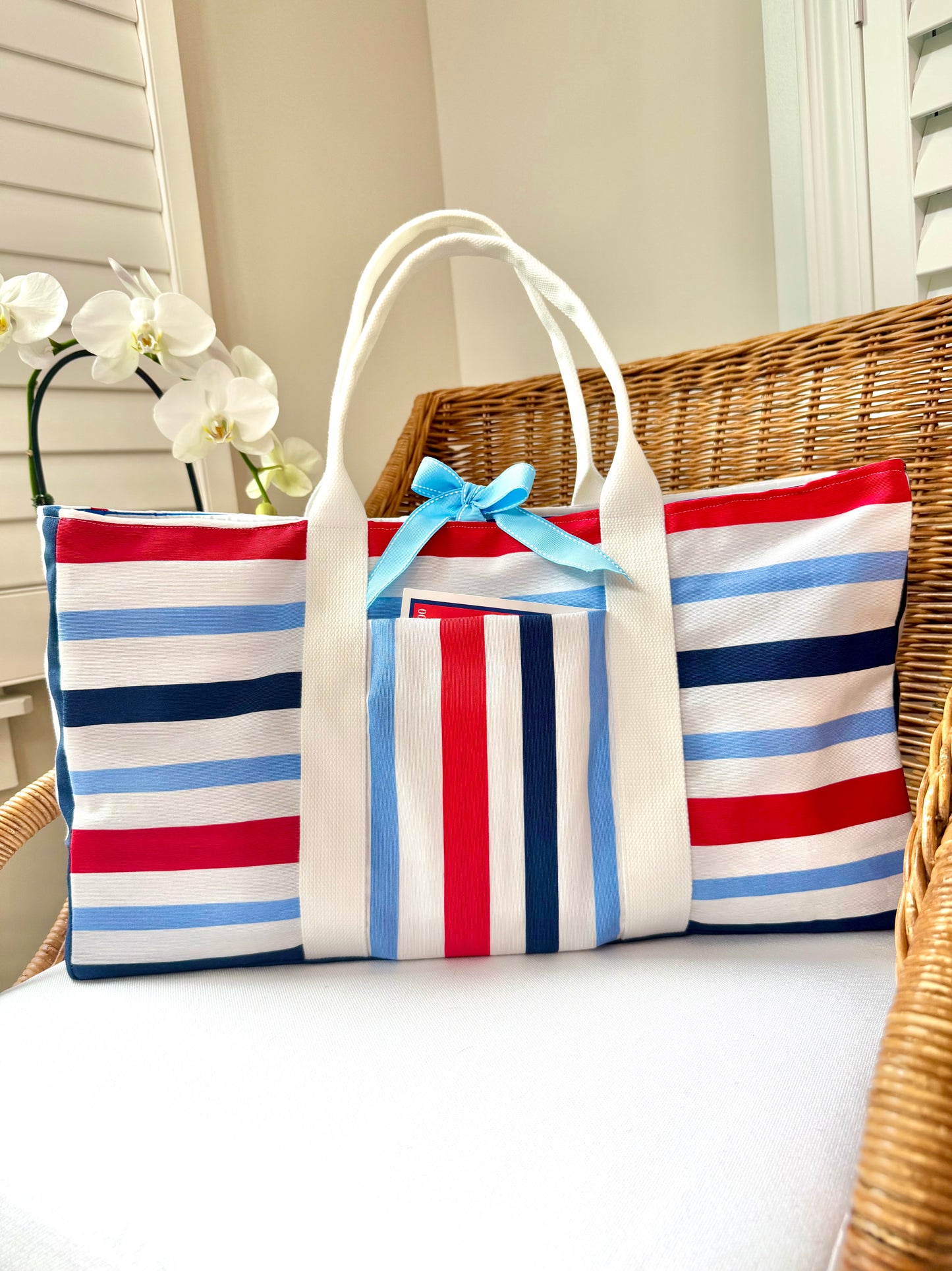 Mahjong Carryall Tote - Patriotic Stripes