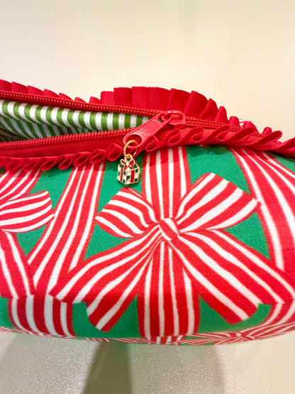 Christmas Ribbons Mahjong Tile Bag - Red