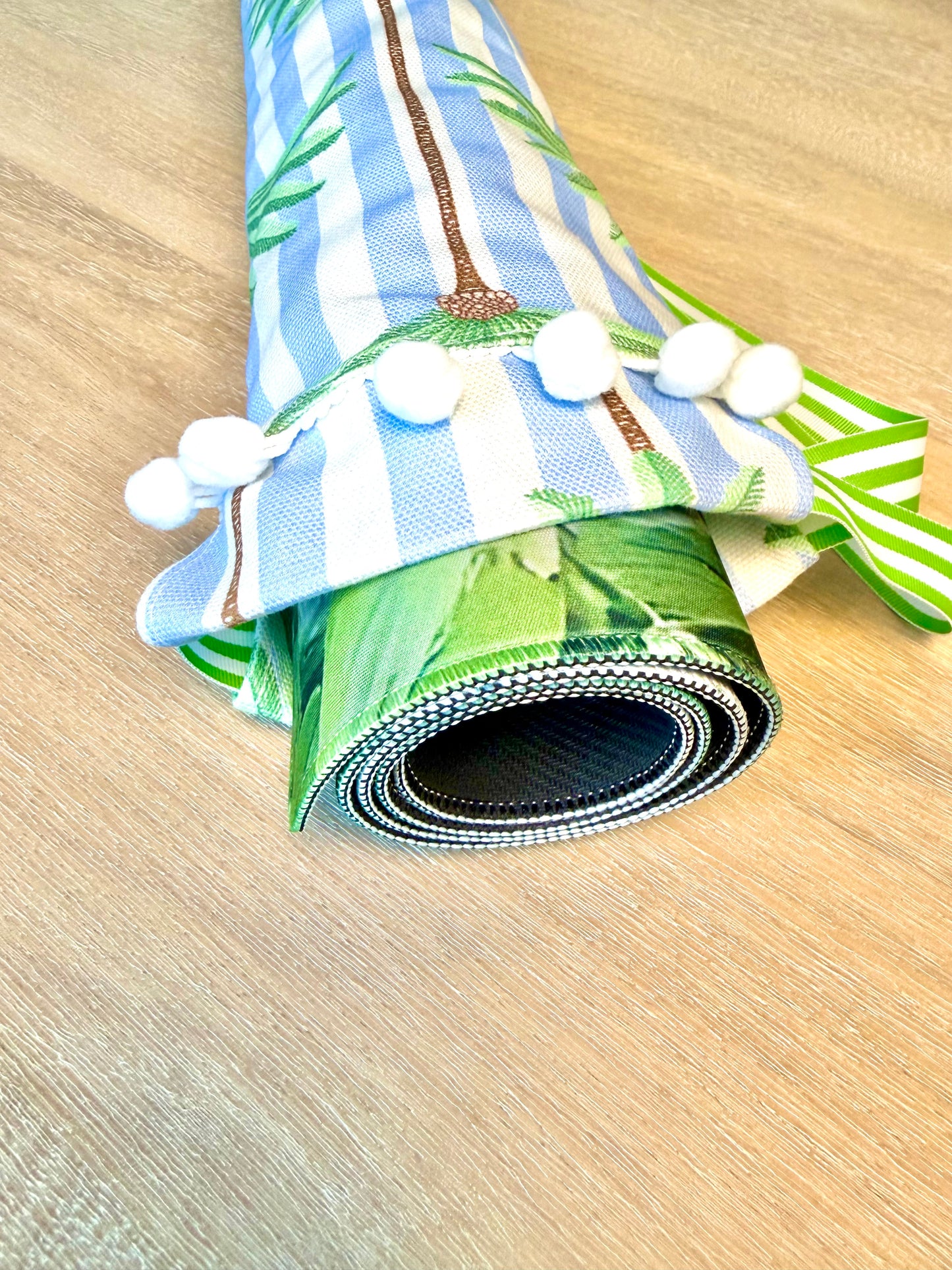 Blue Palm Mat Bag