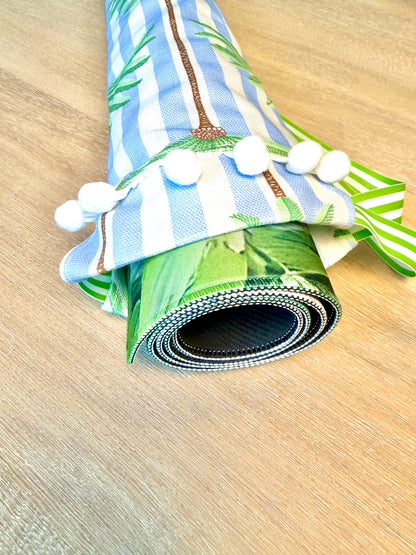 Blue Palm Mat Bag