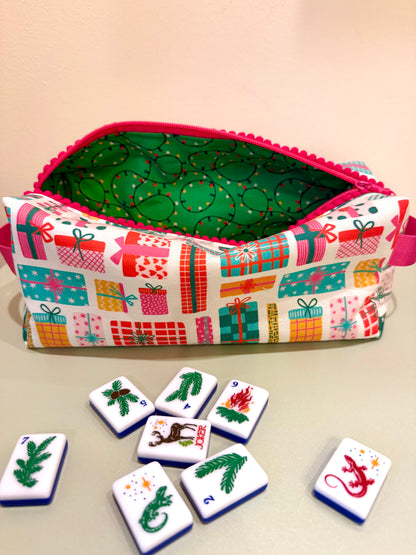 Holiday Gifts Mahjong Tile Bag - White