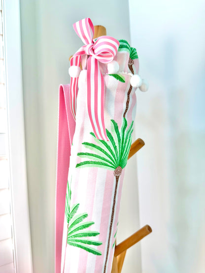 Pink Palm Mat Bag