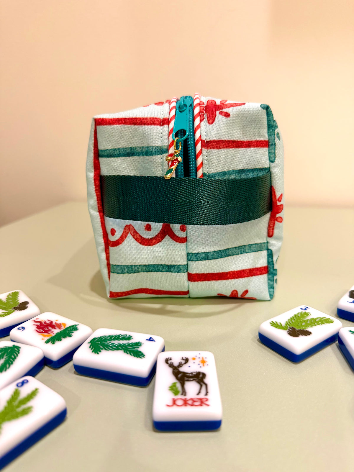 Candy Cane Mahjong Tile Bag - Mint