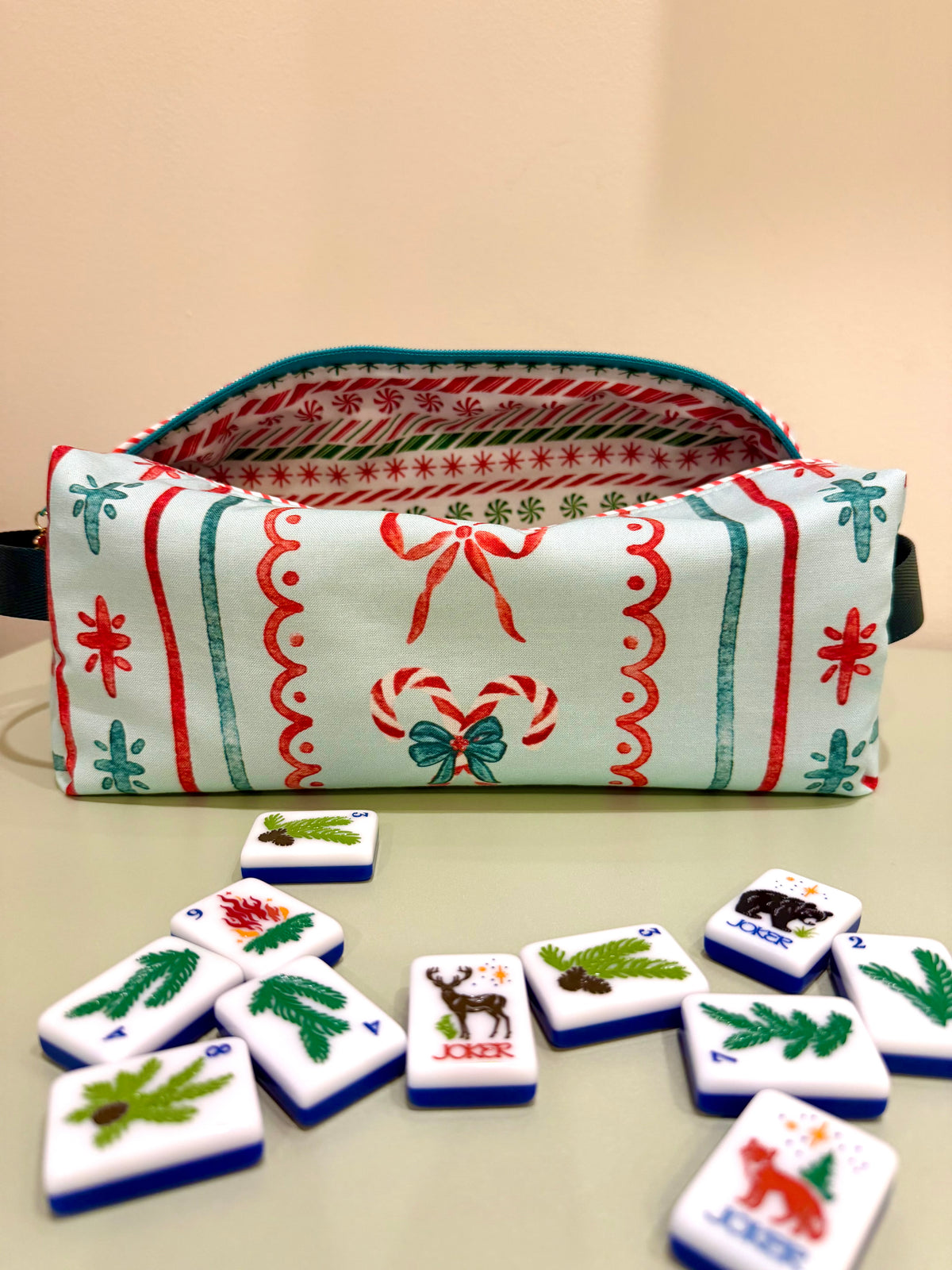 Candy Cane Mahjong Tile Bag - Mint