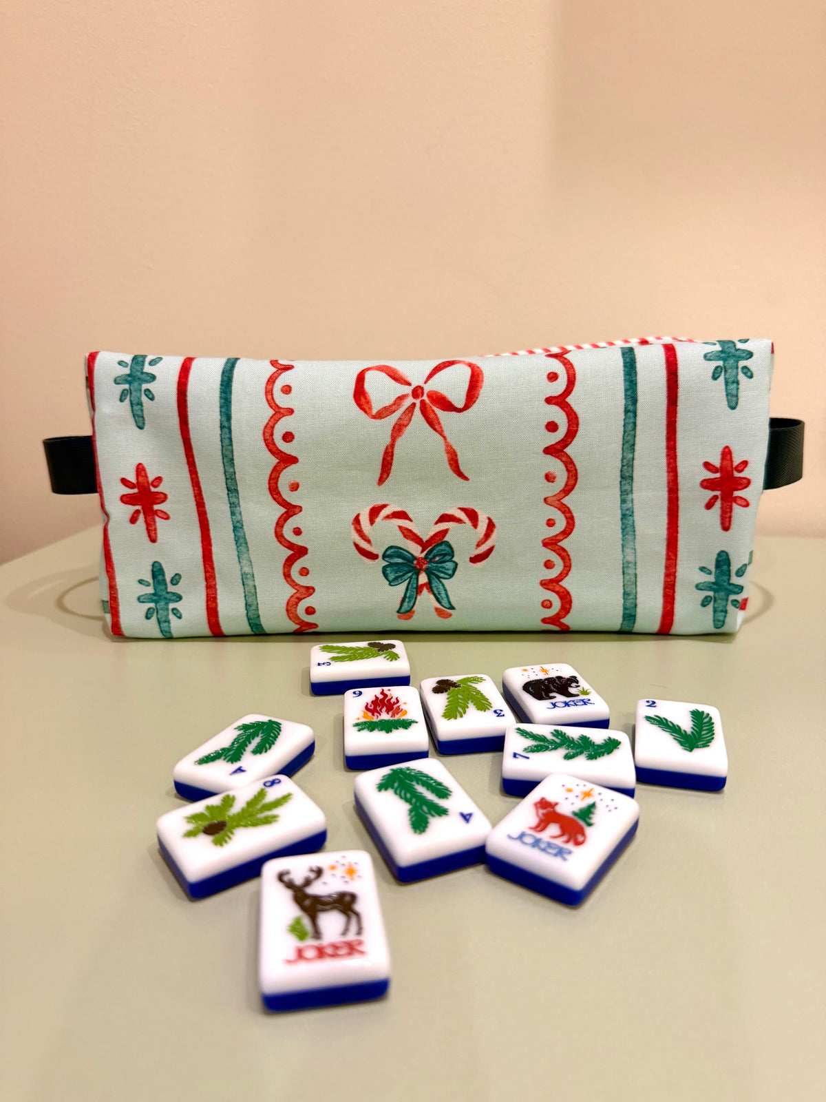 Candy Cane Mahjong Tile Bag - Mint
