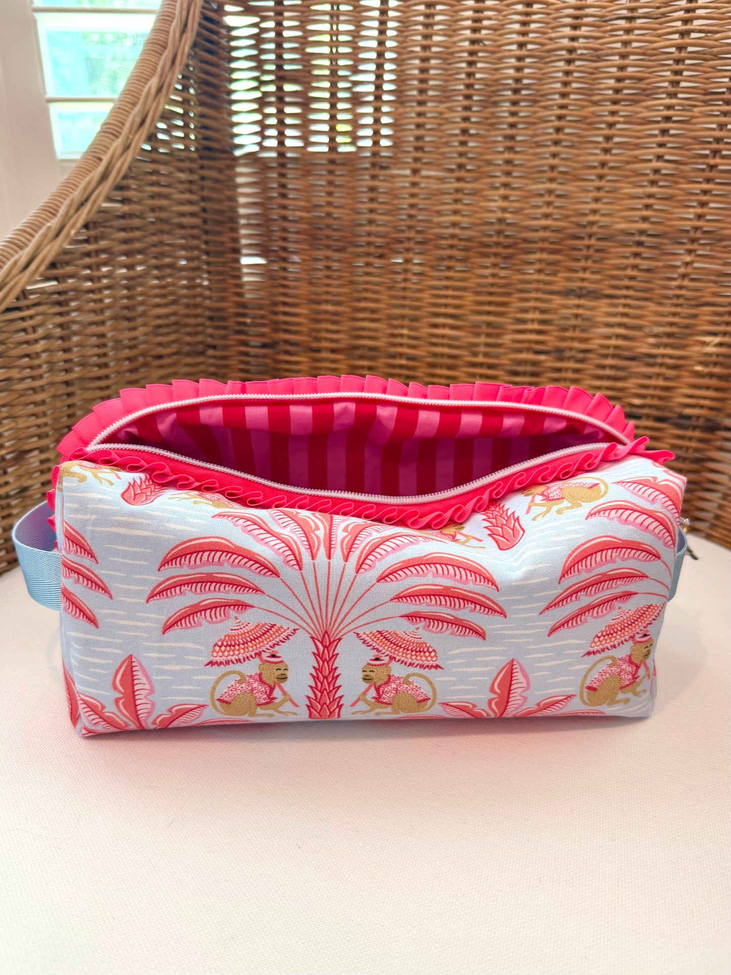 Pink & Blue Monkey Mahjong Tile Bag