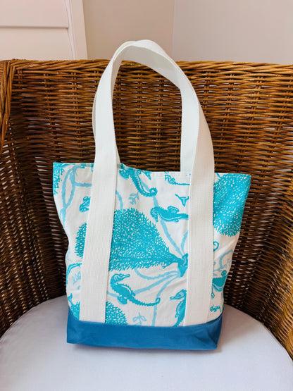 Turquoise Sea Horse Tote