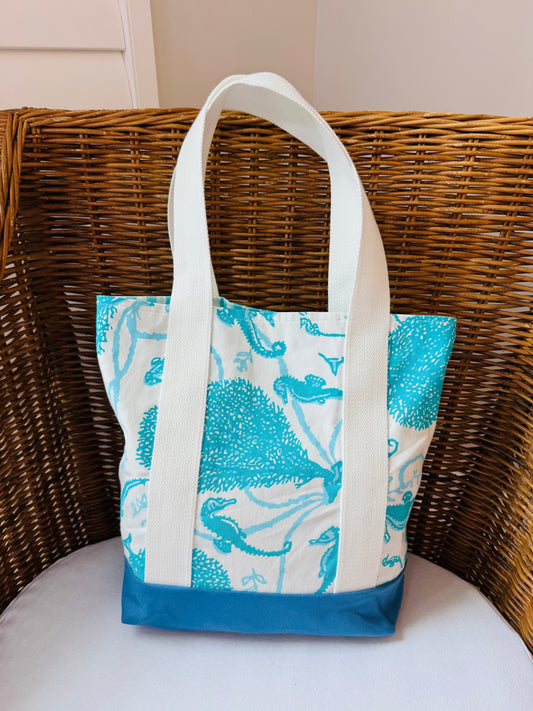 Turquoise Sea Horse Tote