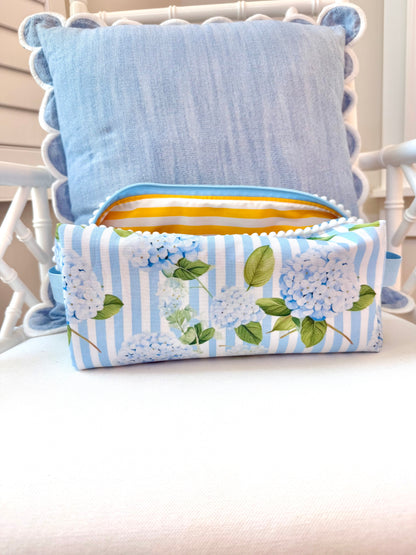 Blue Striped Hydrangea Mahjong Tile Bag