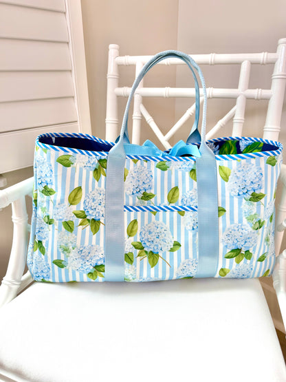 Mahjong Carryall Tote - Striped Hydrangeas