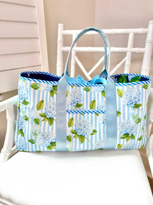 Mahjong Carryall Tote - Striped Hydrangeas