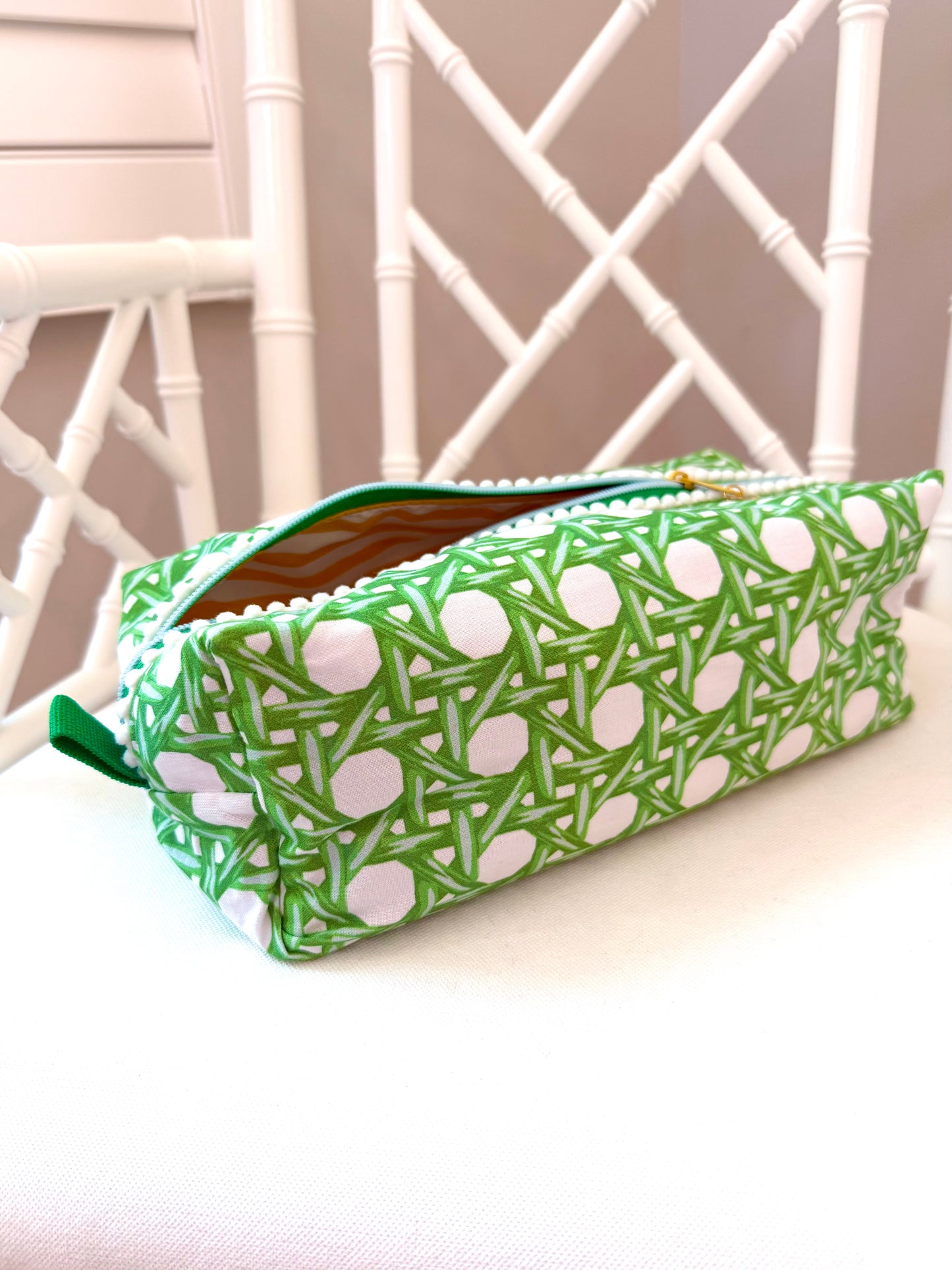 Green Rattan Caning Mahjong Tile Bag