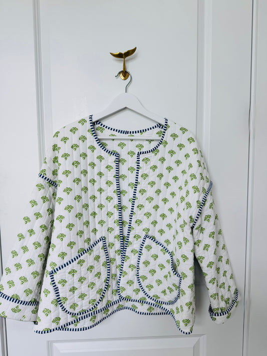 Green Block Print Quilt Coat